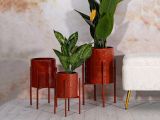 Set di 3 portavasi Cisterna, 36x36 h57 cm, Rosso