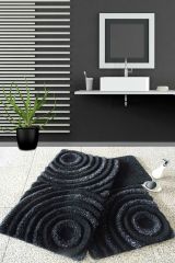Set di 3 tappeti da bagno Bedford, 100x60 cm, Nero