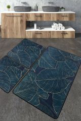 Set di 3 tappeti da bagno Elkhart, 100x60 cm, Blu esotico