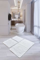Set di 3 tappeti da bagno Frankfort, 100x60 cm, Bianco