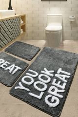 Set di 3 tappeti da bagno Pulsano, Tappetino per bagno, Scendibagno, Pedana da bagno, 100x60 cm, Stile motivazionale