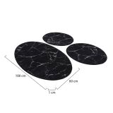Set di 3 tappeti da bagno Tuscaloosa, 100x60 cm, Nero e Bianco