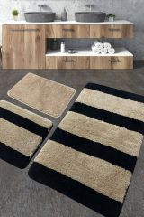Set di 3 tappeti da bagno Westlake, 100x60 cm, Linee sofisticate