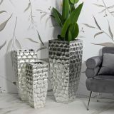 Set di 3 vasi Cavatore, 38x38 h91 cm, Argento