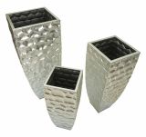 Set di 3 vasi Cavatore, 38x38 h91 cm, Argento