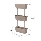 Set di 3 vasi Durbuy, Composizione per orto casalingo, Set porta fiori per interno o esterno, 100% Made in Italy, 49x22h16 cm, Tortora