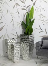 Set di 3 vasi Iguazu, Complemento d'arredo, Anfora, Accessorio d'arredo, 38x38 h91 cm, Argento