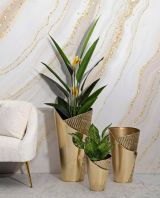 Set di 3 vasi Jequitinhonha, Complemento d'arredo, Anfora, Accessorio d'arredo, 39x42 h75 cm, Oro