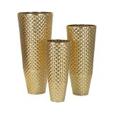 Set di 3 vasi Manara, 48x48 h110 cm, Oro