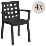 Set di 4 sedie da cortile impilabili antracite - Ambon