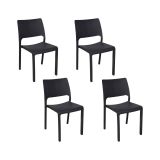 Set di 4 sedie da esterno Ancona, Seduta da giardino, Per indoor o outdoor, Impilabile, Made in Italy, 47x53 h82 cm, Antracite