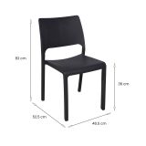 Set di 4 sedie da esterno Ancona, Seduta da giardino, Per indoor o outdoor, Impilabile, Made in Italy, 47x53 h82 cm, Antracite