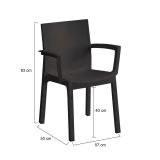 Set di 4 sedie da esterno anti pioggia antracite - Bima