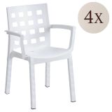 Set di 4 sedie da esterno chic bianco - Ambon