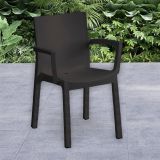 Set di 4 sedie da esterno Dambel, Seggiola da giardino, Seduta outdoor multiuso, Poltrona indoor o outdoor, Made in Italy, 57x53 h83 cm, Antracite
