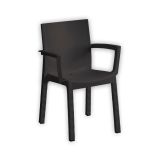 Set di 4 sedie da esterno Dambel, Seggiola da giardino, Seduta outdoor multiuso, Poltrona indoor o outdoor, Made in Italy, 57x53 h83 cm, Antracite