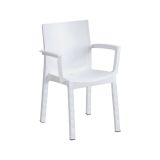 Set di 4 sedie da esterno Dambel, Seggiola da giardino, Seduta outdoor multiuso, Poltrona indoor o outdoor, Made in Italy, 57x53 h83 cm, Bianco