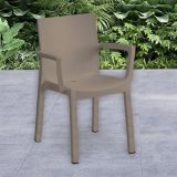 Set di 4 sedie da esterno Dambel, Seggiola da giardino, Seduta outdoor multiuso, Poltrona indoor o outdoor, Made in Italy, 57x53 h83 cm, Tortora
