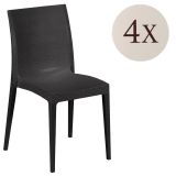 Set di 4 sedie da esterno effetto rattan impilabili antracite - Ormea