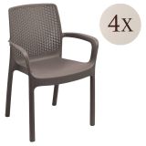 Set di 4 sedie da esterno eleganti impilabili marrone - Anacleto