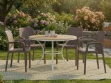 Set di 4 sedie da esterno eleganti impilabili marrone - Anacleto