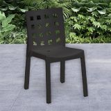 Set di 4 sedie da esterno Flussio, Seggiola da giardino, Seduta outdoor multiuso, Poltrona indoor o outdoor, Made in Italy, 48x53 h83 cm, Antracite