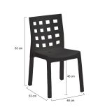 Set di 4 sedie da esterno Flussio, Seggiola da giardino, Seduta outdoor multiuso, Poltrona indoor o outdoor, Made in Italy, 48x53 h83 cm, Antracite
