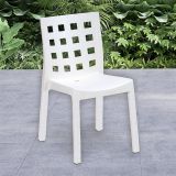 Set di 4 sedie da esterno Flussio, Seggiola da giardino, Seduta outdoor multiuso, Poltrona indoor o outdoor, Made in Italy, 48x53 h83 cm, Bianco