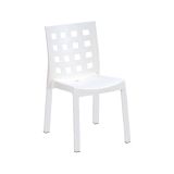 Set di 4 sedie da esterno Flussio, Seggiola da giardino, Seduta outdoor multiuso, Poltrona indoor o outdoor, Made in Italy, 48x53 h83 cm, Bianco