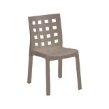Set di 4 sedie da esterno Flussio, Seggiola da giardino, Seduta outdoor multiuso, Poltrona indoor o outdoor, Made in Italy, 48x53 h83 cm, Tortora