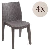 Set di 4 sedie da esterno impilabili marrone - Ares
