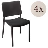 Set di 4 sedie da esterno in plastica antracite - Cirebon