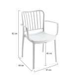 Set di 4 sedie da esterno Jember, 57x50 h82 cm, Bianco