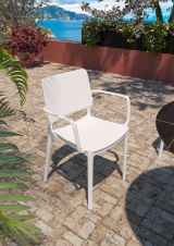 Set di 4 sedie da esterno Lamis, Seggiola da giardino, Seduta outdoor multiuso, Poltrona indoor o outdoor, Made in Italy, 57x48 h81 cm, Bianco