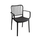 Set di 4 sedie da esterno Merano, Seggiola da giardino, Seduta outdoor multiuso, Poltrona indoor o outdoor, Made in Italy, 57x50 h82 cm, Antracite