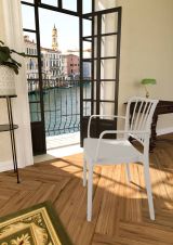 Set di 4 sedie da esterno Merano, Seggiola da giardino, Seduta outdoor multiuso, Poltrona indoor o outdoor, Made in Italy, 57x50 h82 cm, Bianco