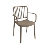 Set di 4 sedie da esterno Merano, Seggiola da giardino, Seduta outdoor multiuso, Poltrona indoor o outdoor, Made in Italy, 57x50 h82 cm, Tortora