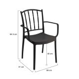 Set di 4 sedie da esterno Minozzo, Seggiola da giardino, Seduta outdoor multiuso, Poltrona indoor o outdoor, Made in Italy, 57x51 h85 cm, Antracite