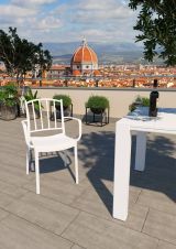 Set di 4 sedie da esterno Minozzo, Seggiola da giardino, Seduta outdoor multiuso, Poltrona indoor o outdoor, Made in Italy, 57x51 h85 cm, Bianco