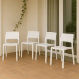 Set di 4 sedie da esterno moderne bianco - Cereseto