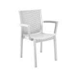 Set di 4 sedie da esterno Savelli, Seggiola da giardino, Seduta outdoor multiuso, Poltrona indoor o outdoor, Made in Italy, 57x53 h83 cm, Bianco
