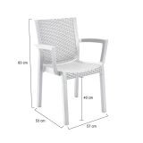Set di 4 sedie da esterno Savelli, Seggiola da giardino, Seduta outdoor multiuso, Poltrona indoor o outdoor, Made in Italy, 57x53 h83 cm, Bianco