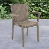Set di 4 sedie da esterno Savelli, Seggiola da giardino, Seduta outdoor multiuso, Poltrona indoor o outdoor, Made in Italy, 57x53 h83 cm, Tortora