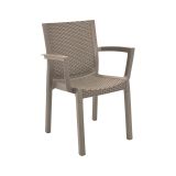 Set di 4 sedie da esterno Savelli, Seggiola da giardino, Seduta outdoor multiuso, Poltrona indoor o outdoor, Made in Italy, 57x53 h83 cm, Tortora