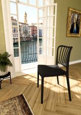 Set di 4 sedie da esterno Toffia, Seggiola da giardino, Seduta outdoor multiuso, Poltrona indoor o outdoor, Made in Italy, 48x50 h82 cm, Antracite