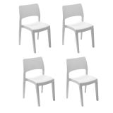 Set di 4 sedie da esterno Tropea, Seduta da giardino, Per indoor o outdoor, Impilabile, Made in Italy, 50x51 h82 cm, Bianco