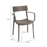 Set di 4 sedie da esterno Valenza, Seggiola da giardino, Seduta outdoor multiuso, Poltrona indoor o outdoor, Made in Italy, 57x48 h81 cm, Tortora