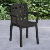 Set di 4 sedie da esterno Vescovato, Seggiola da giardino, Seduta outdoor multiuso, Poltrona indoor o outdoor, Made in Italy, 57x53 h83 cm, Antracite