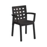 Set di 4 sedie da esterno Vescovato, Seggiola da giardino, Seduta outdoor multiuso, Poltrona indoor o outdoor, Made in Italy, 57x53 h83 cm, Antracite