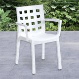 Set di 4 sedie da esterno Vescovato, Seggiola da giardino, Seduta outdoor multiuso, Poltrona indoor o outdoor, Made in Italy, 57x53 h83 cm, Bianco